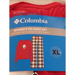 Columbia Women's size XL Pajama set red top black white drawstring pants NEW